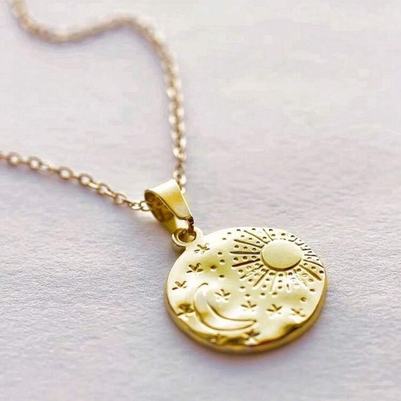 Anthropologie Jewelry - Gold Sun and Moon Pendant Necklace